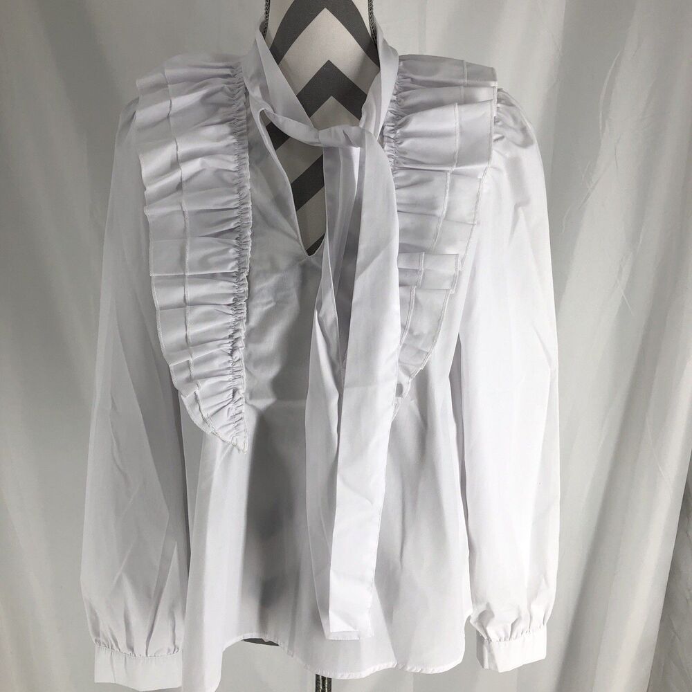 Black Label by C'Est Toi Button Down Blouse White Women's Size Large